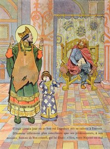 Le roi Dagobert Ier (c.603-39) mettant son pantalon à l
