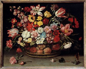 Panier de fruits. Peinture par Jacques Linard (1600-1645)