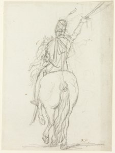 Officier à cheval de dos