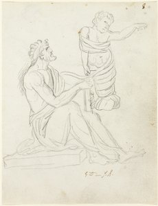 Homme assis et bébé emmailloté