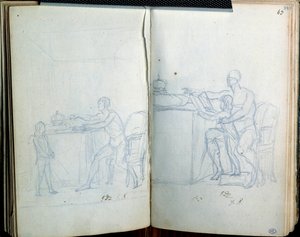 Étude pour le portrait de Louis XVI et le dauphin. Dessin de Jacques Louis David (1748-1825)