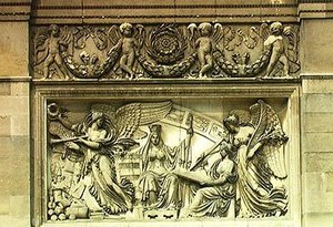 Relief représentant une allégorie de la signature du Traité de Presbourg, 26 décembre 1805