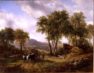 Bûcherons quittant la forêt à Millau, 1832