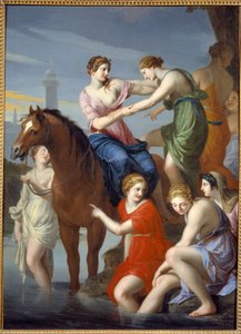 Rome antique : "Clélie passant le Tibre" La héroïne romaine livrée en otage à Porsenna, roi des Étrusques, qui assiégeait Rome, s