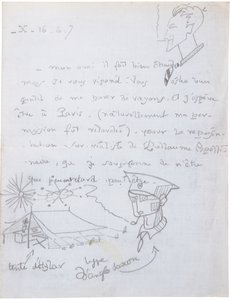 Lettre autographe avec dessins