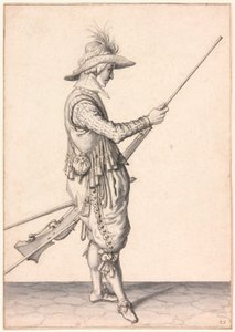 Un soldat chargeant un mousquet, "Ramme in Your Pouder". - Jacques de Gheyn II
