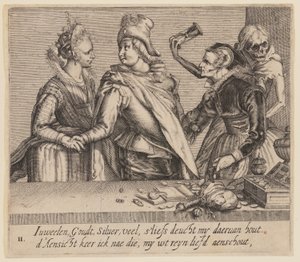 Un jeune homme entre une jeune femme et une vieille femme, extrait de Unequal Lovers (Amoureux inégaux)