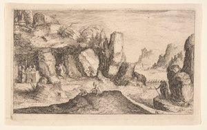Paysage avec une grotte et des ermites, extrait de Paysages - Jacques de Gheyn II