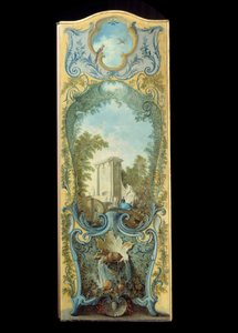 Mobilier : paravent peint sur papier marouflé par Jacques de Lajoue, 18ème siècle
