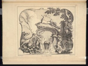 Conception pour un cartouche formant un pont (horizontal) - Jacques de Lajoüe