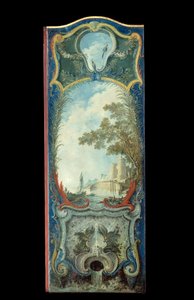 Mobilier: paravent peint sur papier marouflé par Jacques de Lajoue - Jacques de Lajoüe