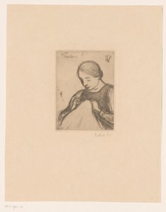 Portrait de Malvina Dedeyn avec ouvrage de couture (La couturière)
