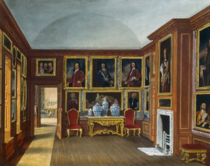 Galerie des amiraux, gravure de Daniel Havell (1785-1826), basée sur un dessin de James Stephanoff (vers 1788-1874), tirée de The History of the Royal Residences