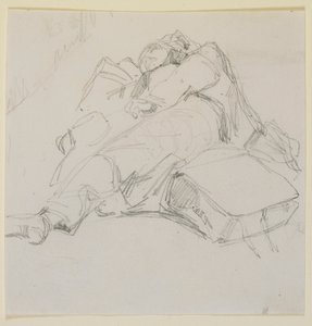 Un homme endormi sur un tas de bagages, 1858