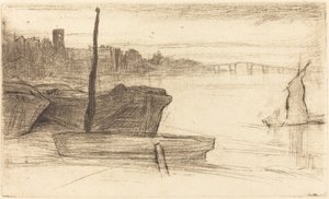 Pont et église de Chelsea, vers 1870-1871