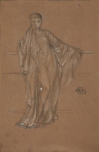 Figure drapée à une balustrade