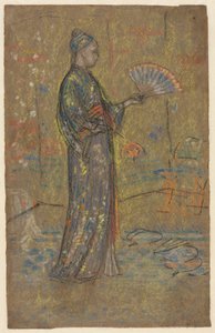Femme japonaise peignant un éventail recto, femme debout tenant sa robe verso, vers 1872 - James Abbott McNeill Whistler