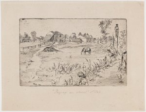 Paysage avec chevaux