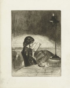 Portrait de Deborah Delano lisant (Reading by lamplight)