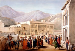Shah Shoja, marionnette des Britanniques, tenant un durbar à Kaboul, Première guerre anglo-afghane, 1838-1842 - James Atkinson