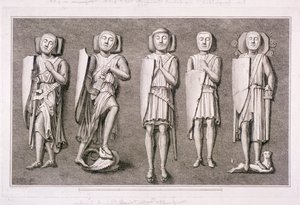 Cinq effigies de chevaliers de l