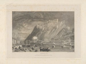 Ehenbreitstein, pendant la démolition de la forteresse en 1817 depuis le quai de Coblentz