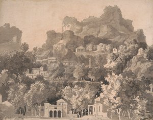 Paysage rocheux avec bâtiments classiques