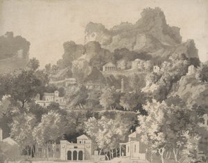 Paysage rocheux avec bâtiments classiques, vers 1745