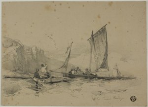 Bateaux de pêche près des falaises - James Duffield Harding