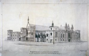 Suggestions pour des modifications aux bâtiments adjacents à Westminster Hall, Londres, vers 1825 - James Duffield Harding