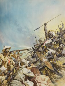 Les Boers combattant les autochtones (gouache sur papier) - James Edwin McConnell
