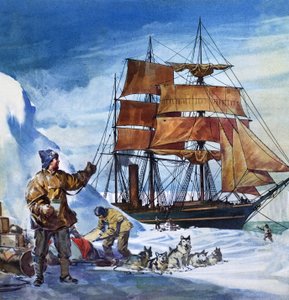 Le Terra Nova en Antarctique (gouache sur papier) - James Edwin McConnell