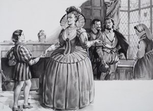 Le jeune Francis Bacon et la reine Elizabeth I (gouache sur papier) - James Edwin McConnell