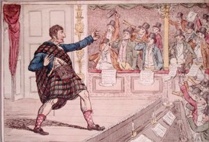 Parodie du soliloque de Macbeth au Covent Garden Theatre, publié par Walker en 1809 (eau-forte en couleur) - James Gillray