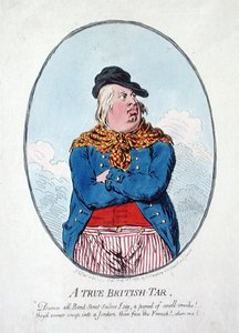 Un vrai marin britannique, publié par Hannah Humphrey en 1795 (eau-forte coloriée à la main)