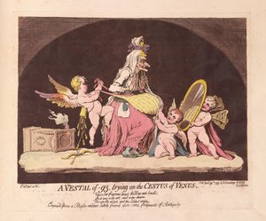 Une vestale de -93, essayant le Cestus de Vénus, publié en 1793 - James Gillray