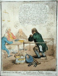 Effusions du cœur, ou Jack le forgeron menteur à la confession - James Gillray