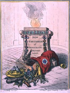 Nouveau Panthéon de la mythologie démocratique, publié par Hannah Humphrey en 1799 (eau-forte coloriée à la main)