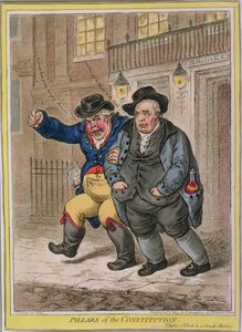 Les piliers de la Constitution : Trois heures et un matin nuageux, publié par Hannah Humphrey en 1809 (eau-forte coloriée à la main)