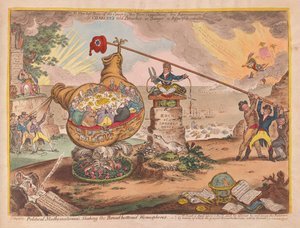 Mathématiciens politiques secouant les hémisphères à fond de planche, publié en 1807