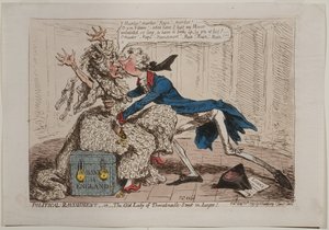 Ravissement politique, ou La vieille dame de Threadneedle Street en danger!, publié par Hannah Humphrey, 1797 - James Gillray