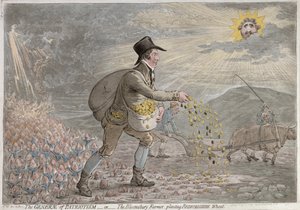 Les généraux du patriotisme, ou le fermier de Bloomsbury plantant du blé du Bedfordshire, publié par Hannah Humphrey en 1796