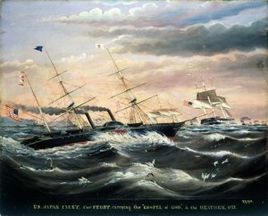 Flotte américaine au Japon, le commodore Perry portant l