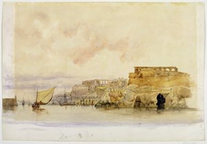 Scène côtière avec bateaux à voile
