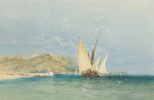 Scène côtière avec bateaux à voile - James Holland