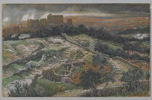 Reconstruction du Golgotha et du Saint-Sépulcre, vue depuis la porte judiciaire, illustration de La vie de notre Seigneur Jésus-Christ