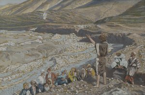 Saint Jean-Baptiste voit Jésus de loin, illustration de La vie de notre Seigneur Jésus-Christ