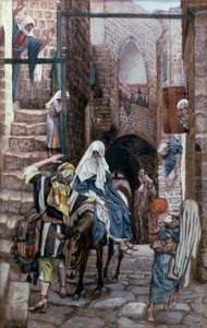Saint Joseph cherche un logement à Bethléem, illustration pour La Vie du Christ