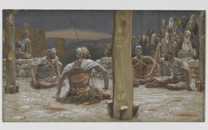 Les Quatre Gardes Assis et Le Regardant, illustration de La Vie de Notre Seigneur Jésus-Christ, 1886-94