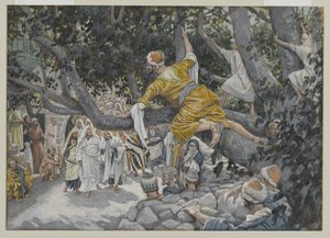 Zachée dans le sycomore attendant le passage de Jésus, illustration de La Vie de Notre Seigneur Jésus-Christ, 1886-96